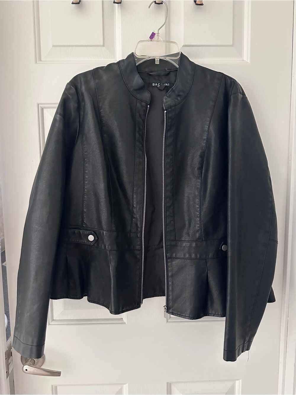 Baccini Black Faux Leather Jacket - Picture 2 of 4